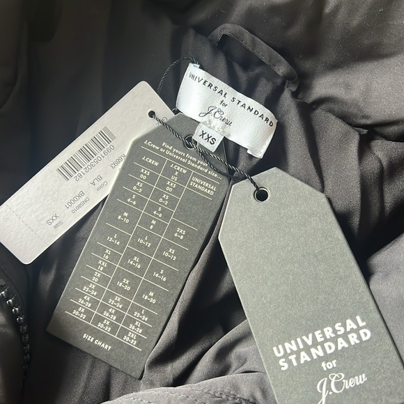 NWT Universal Standard for J. Crew Chevron Black Puffer Coat - Picture 7 of 12